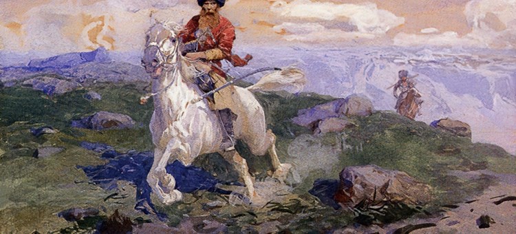 Кубанский казак на белой лошади